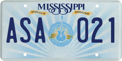 MS license plate ASA021