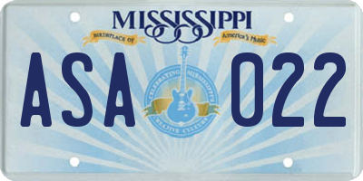 MS license plate ASA022