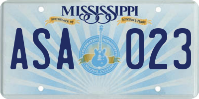 MS license plate ASA023