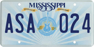 MS license plate ASA024