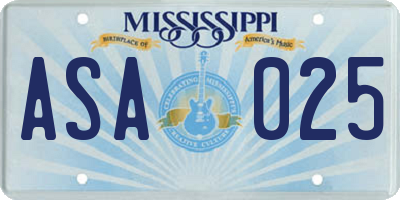 MS license plate ASA025