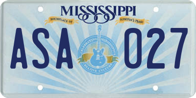 MS license plate ASA027