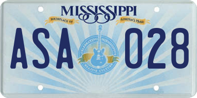 MS license plate ASA028