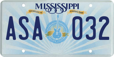 MS license plate ASA032