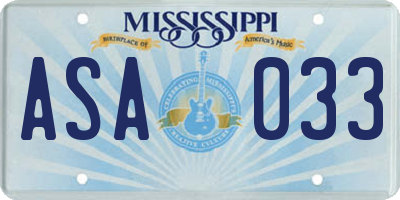 MS license plate ASA033