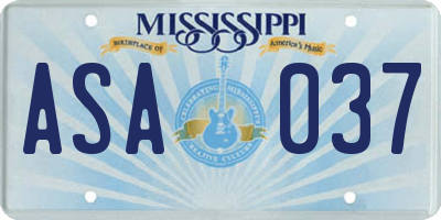 MS license plate ASA037