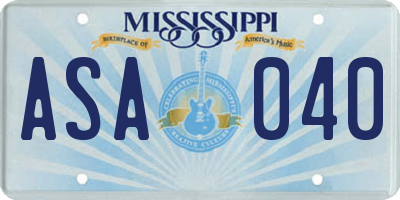 MS license plate ASA040