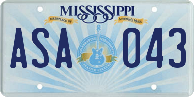 MS license plate ASA043