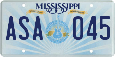 MS license plate ASA045