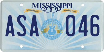 MS license plate ASA046