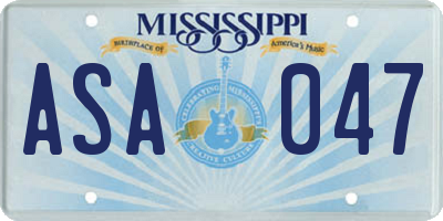MS license plate ASA047
