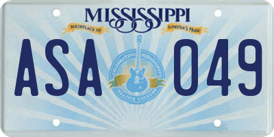 MS license plate ASA049