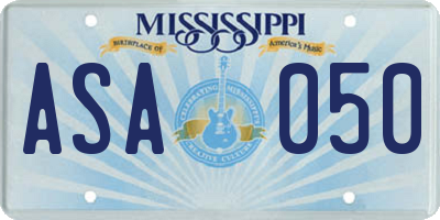 MS license plate ASA050