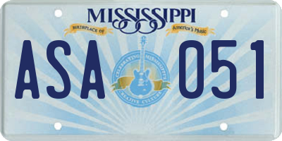 MS license plate ASA051