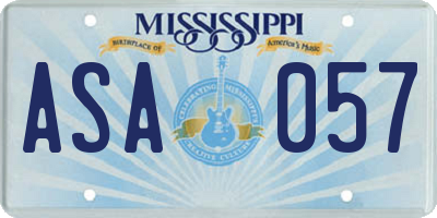 MS license plate ASA057