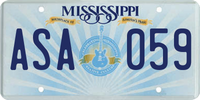 MS license plate ASA059