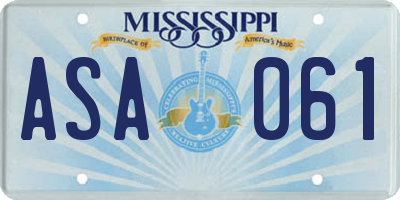 MS license plate ASA061