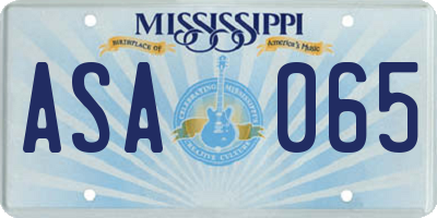 MS license plate ASA065