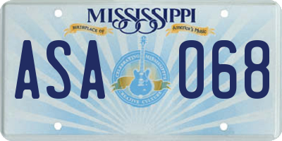 MS license plate ASA068
