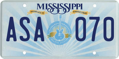 MS license plate ASA070