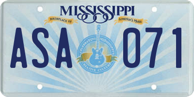 MS license plate ASA071