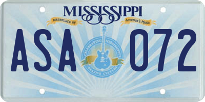 MS license plate ASA072