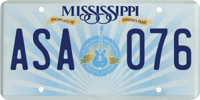 MS license plate ASA076