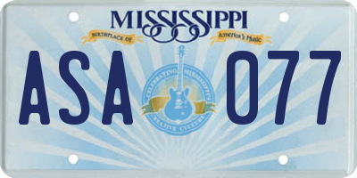 MS license plate ASA077