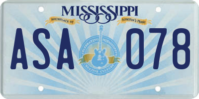 MS license plate ASA078