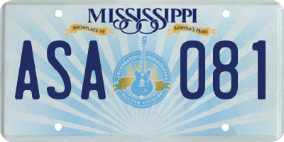 MS license plate ASA081