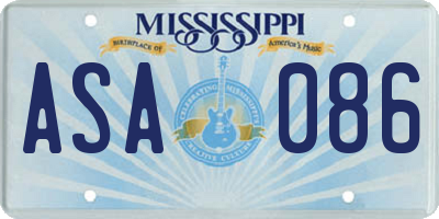 MS license plate ASA086