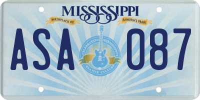 MS license plate ASA087