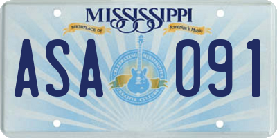 MS license plate ASA091