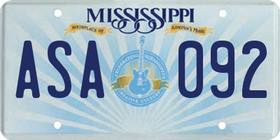MS license plate ASA092