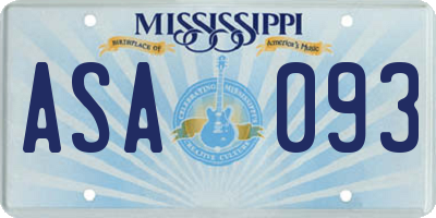 MS license plate ASA093