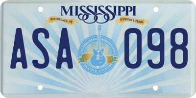 MS license plate ASA098