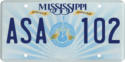 MS license plate ASA102