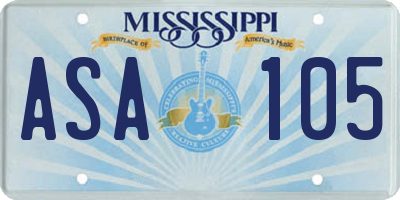 MS license plate ASA105