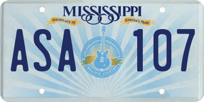 MS license plate ASA107