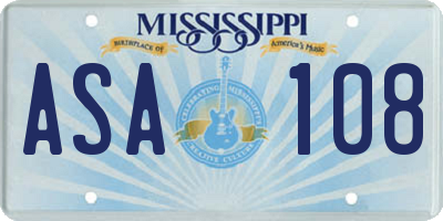 MS license plate ASA108