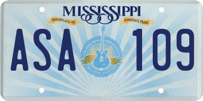 MS license plate ASA109
