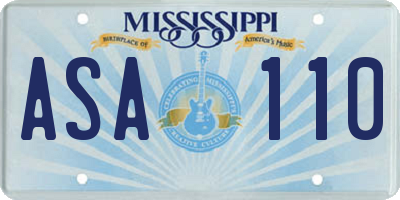 MS license plate ASA110
