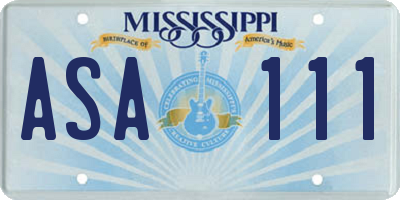 MS license plate ASA111