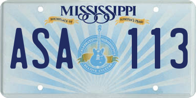 MS license plate ASA113