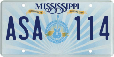 MS license plate ASA114