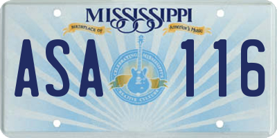 MS license plate ASA116
