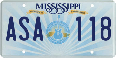 MS license plate ASA118