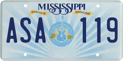 MS license plate ASA119