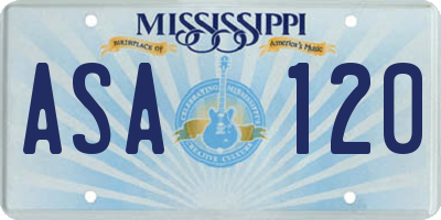 MS license plate ASA120