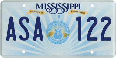 MS license plate ASA122